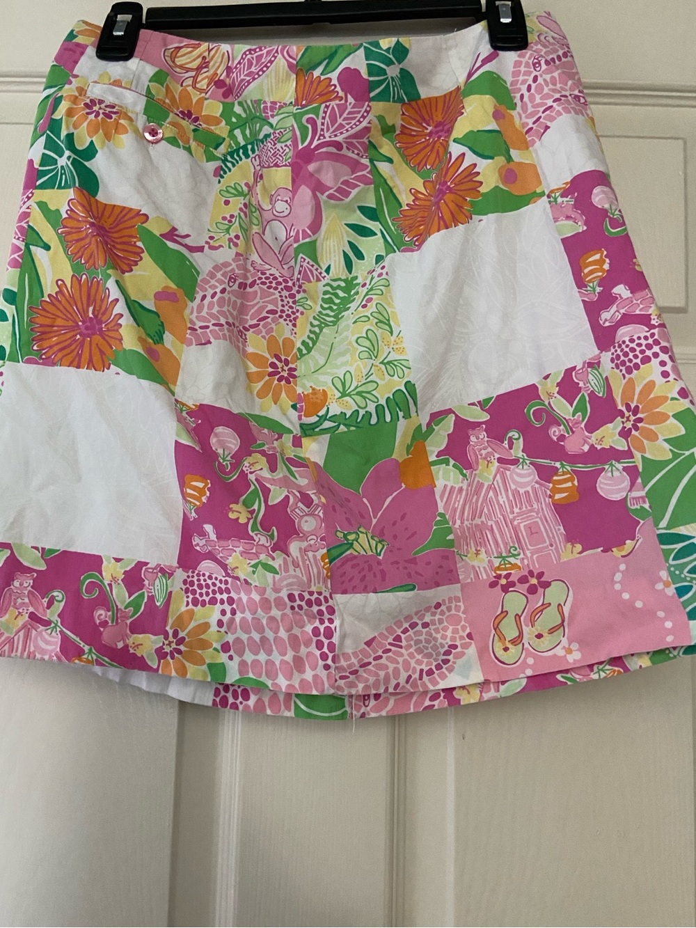 Lilly Pulitzer Pink, Green & White Floral Patchwork Skirt